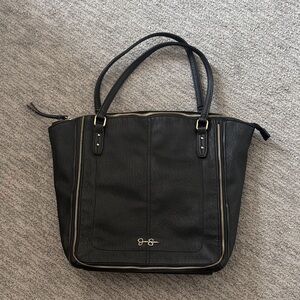 Jessica Simpson Black large purse tote with Gold Accents
